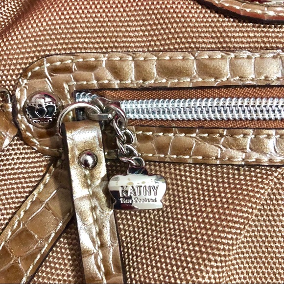 Kathy Van Zeeland Gold/Tan Canvas Handbag - Picture 4 of 8